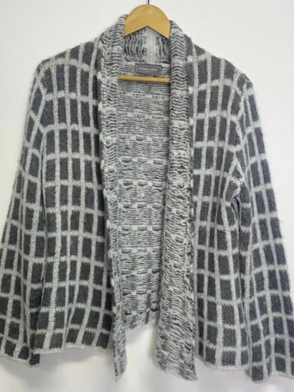 Wooden Ships Gray Mohair Wool Blend Open Front Cardigan Sweater